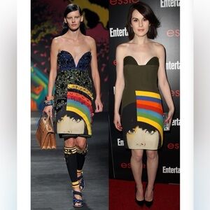 Runway Inspired Pop Art Graphic Print Colorblock Dress